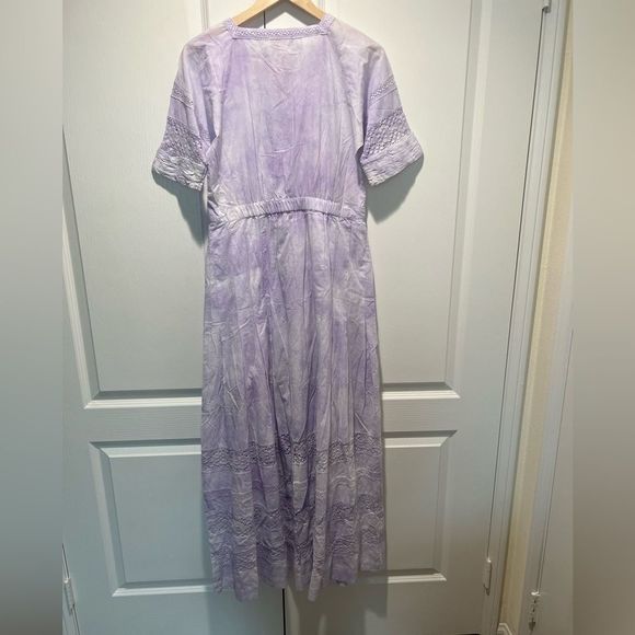 LoveShackFancy Women's Edie Dress Violet Splash Hand Dye size XS - Picture 4 of 5